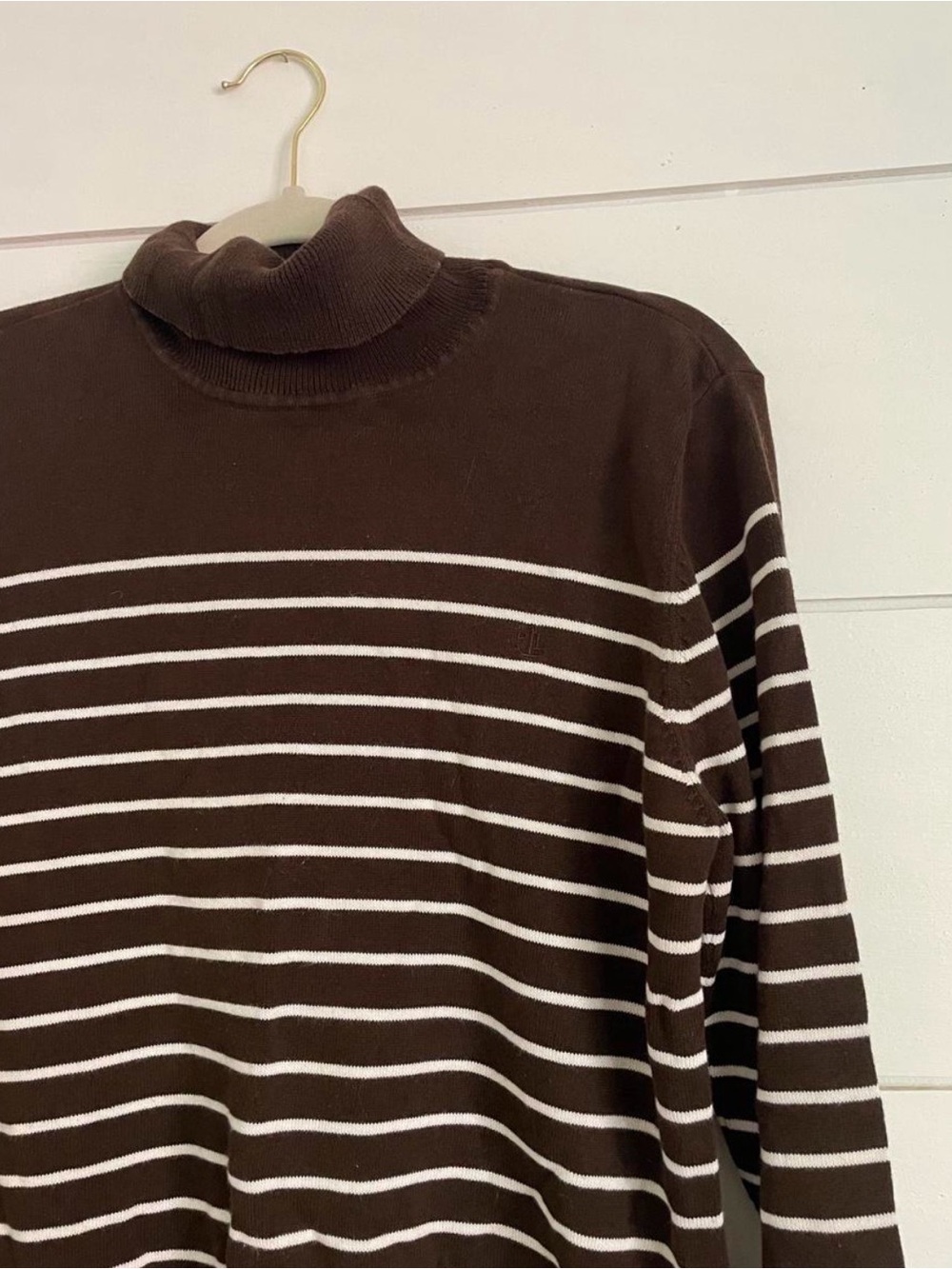 Lauren Ralph Lauren Brown Stripe Turtleneck Sweater